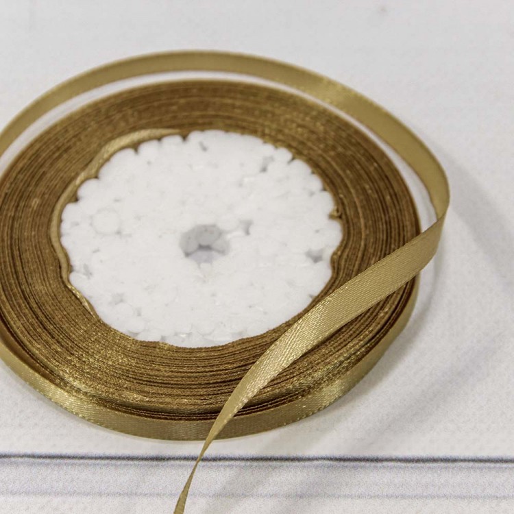 Лента Атласная Сатин 0,6см*25ярд Светло-коричневый 1/10 1/360 Арт: 562-6/105