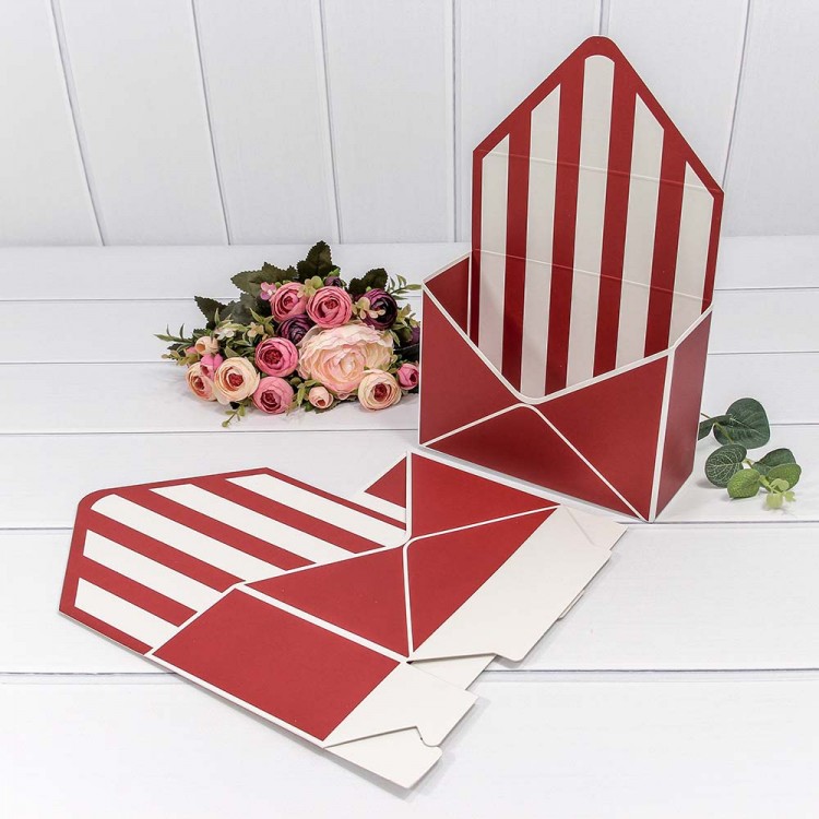 Коробка "Конверт" 20*30*8 сборная "Линии" Красно-коричневый 1/10 1/200 Арт: 300399/20