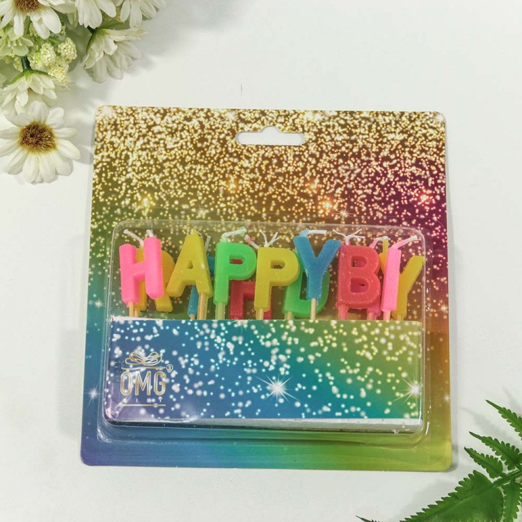 Свеча для торта набор Буквы "Happy Birthday" 1/12 1/360 Арт: 20010-35