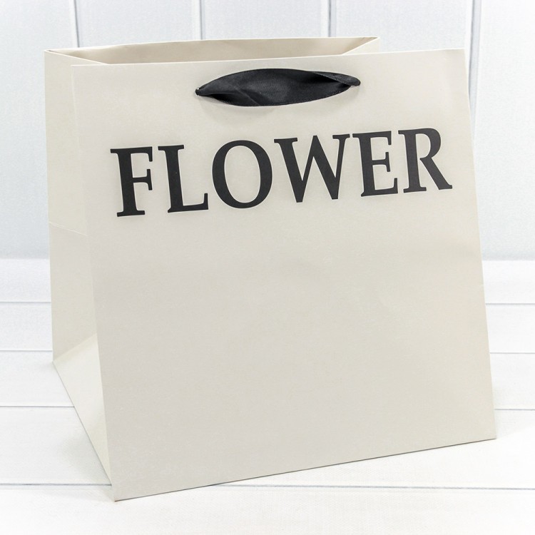 Пакет подарочный "Flower" Белый 28*28*28 210г 1/10 1/200 Арт: 000179YQ/07