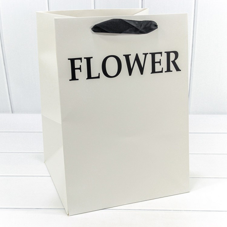 Пакет подарочный "Flower" Белый 25*30*25 210г 1/10 1/200 Арт: 000179P/07