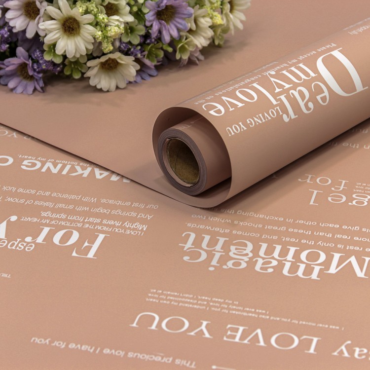 Плёнка 0,58*10м 280г матовая с печатью 60мкм Пудровый 1/30 Арт: 1677/6030